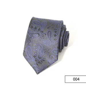 Cravatta uomo classica fantasia paisley elegante per affari matrimonio 8cm poliestere seta