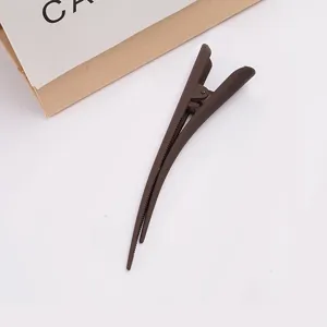 Large matte brown hair duckbill clip, anti-slip teeth hair styling accessory for women daily wear.