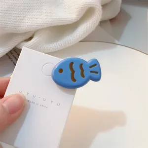 Jolie pince à cheveux taiyaki couleur bonbon style fille douce barrette poisson bleu pour femmes