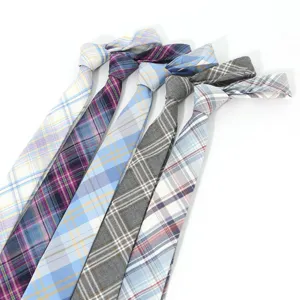 Men's Business Casual Jacquard Woven Necktie 6CM Narrow Plaid Striped Polyester Neck Tie Wedding Party Formal Suit Tie