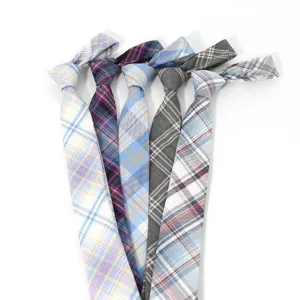 Men business casual 6cm plaid necktie polyester woven neck wear stylish slim tie set