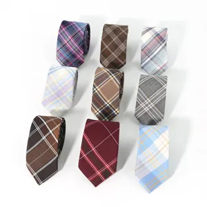 Men 6cm plaid necktie set, business casual polyester woven striped ties in multiple colors.