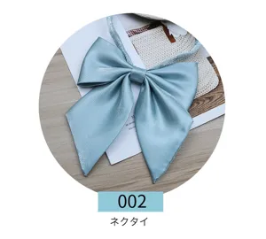 Light blue satin bow tie for JK uniform, elegant student collar ribbon accessory for girls.