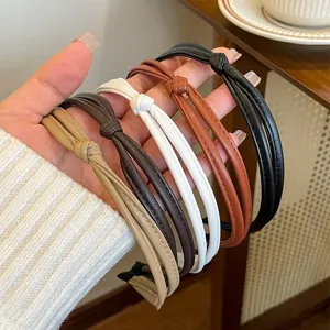 PU leather thin headband elegant knotted hair hoop versatile women daily hair accessories