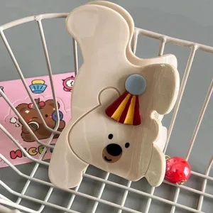 Lindo pinza para el cabello de acrílico oso de circo gran clip para peinado de moda