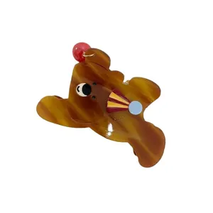 Lindo oso de circo pinza de pelo acrílico horquilla pinza de tiburón versátil para cabello