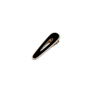 Chic black and gold teardrop hair clip minimalist metal duckbill bobby pin for daily hair styling