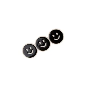 Black white smiley face hairpin sweet clip hair accessories daily fashion styling detail shot