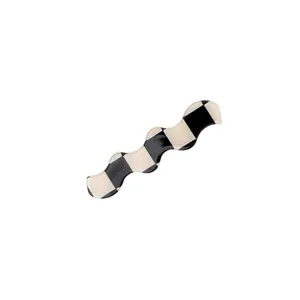 Chic black and white checkered hair clip, stylish wavy side hairpin for daily fashion women.