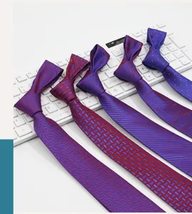 Men's business formal purple tie set suit accessories elegant pattern necktie for work