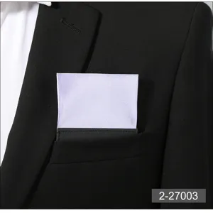 Pocket square detail shot, light purple satin fabric with black insert base for men suits.