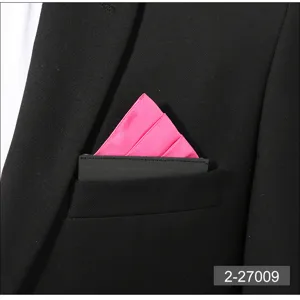 Mens pink pre folded pocket square suit handkerchief with insert card for business formal wear