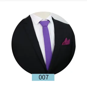 Men solid purple pocket square tie set business wedding suit formal suit accessory
