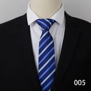 Classic blue striped men's business tie, perfect for formal occasions, weddings and daily work.