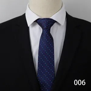 Blue business men necktie with red white dots formal suit tie accessory wedding neckwear 8cm