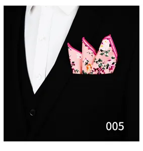 Elegante panuelo de bolsillo rosa con estampado floral para hombre boda fiesta chic