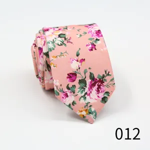 Men's vintage pink floral cotton necktie 6cm slim arrow tie for business casual wear