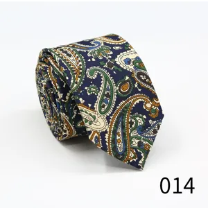 Men's navy blue paisley jacquard necktie, 6cm slim pointed tie for business and casual wear.