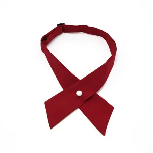 Corbata cruzada JK de color sólido para mujeres accesorio de uniforme pajarita roja decoración