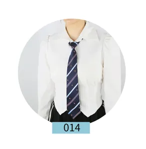 Detail view of a stylish striped JK uniform tie featuring classic diagonal patterns for daily wear.