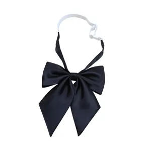 Japanese School Uniform JK Bow Tie Solid Color Satin Ribbon Necktie Adjustable Collar Accessory for Women Girls Daily Wear