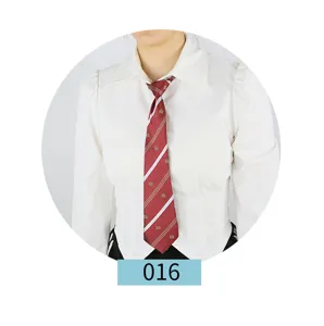 Detailed view of the red striped JK necktie, classic uniform accessory for shirts and daily wear.