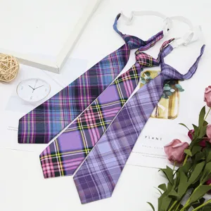 Japanese pre-tied plaid tie student JK DK uniform short necktie stylish collar accessory