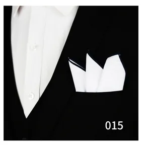 Panuelo de bolsillo para hombre traje blanco con borde azul oscuro vista de detalle