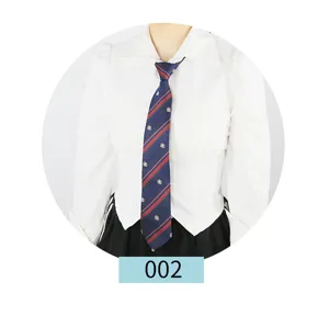 Detail view of JK style diagonal stripe zipper tie, perfect for school uniform shirts.
