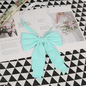 Solid color large bow tie JK uniform collar accessory stylish mint green pre-tied ribbon