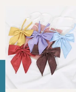 JK uniform polka dot pointed collar bow tie set, sweet pleated neckwear for school girls.