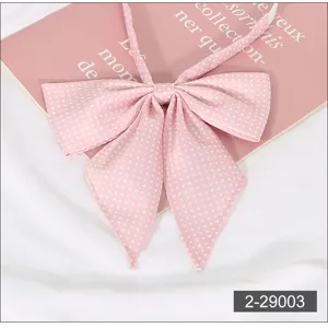 Pink polka dot JK uniform bow tie, cute sailor collar ribbon accessory for sweet girls.
