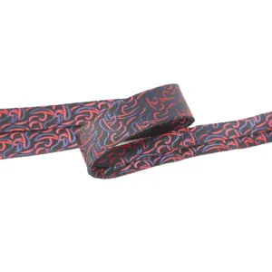 Stilosa cravatta da uomo per affari con classico motivo paisley in nero, rosso e blu.