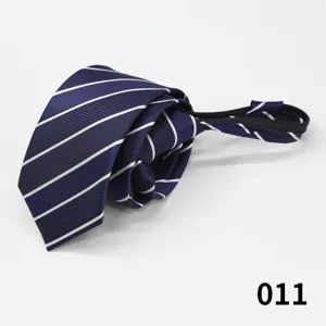 Cravatta con zip a righe blu scuro da uomo cravatta business pigra larghezza 6cm nuova