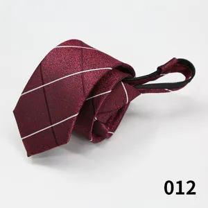 Cravatta con zip da uomo affari borgogna bianco a quadri design pigro cravatta formale
