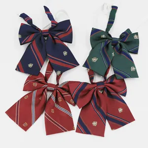 JK style striped bow tie set, pre-tied zipper uniform ribbon necktie for daily wear and cosplay.