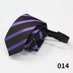 Cravatta con cerniera da uomo d'affari a righe viola e nere, design comodo per lavoro quotidiano.