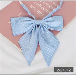 Light blue polka dot JK uniform bow tie, pointed long collar flower for student sailor suit.