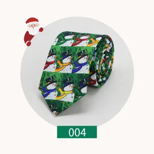 Christmas tie for men 7cm polyester printed snowman necktie festival party holiday accessory