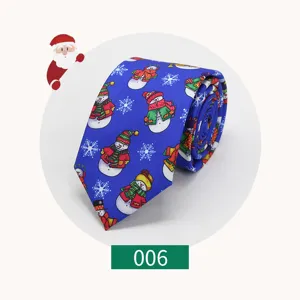 Christmas snowman printed blue necktie for holiday party formal wear stylish accessory