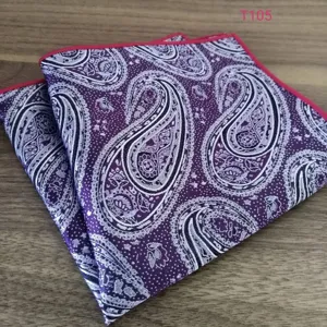 Men's Purple Paisley Pocket Square Silk Feel Hanky Wedding Formal Suit Pocket Square