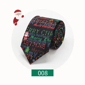 Christmas party 7cm printed necktie detail view, featuring festive holiday patterns.