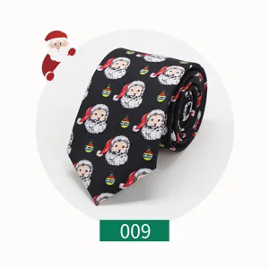 Christmas Party 7cm Necktie Santa Claus Printed Polyester Necktie Festive Holiday Men