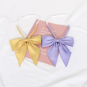 Cute JK uniform polka dot bow tie set, sweet pointed collar flower with elastic strap.
