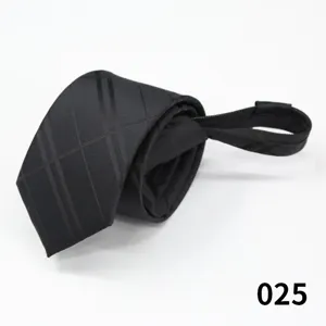 Cravatta con zip nera da uomo classica a quadri business formale larghezza 6cm