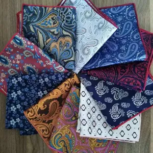 Men's Classic Paisley Pocket Square Jacquard Woven Suit Handkerchief Vintage Chest Pocket