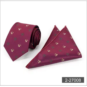 Burgundy silk necktie and pocket square set for men business formal wear suit accessories.