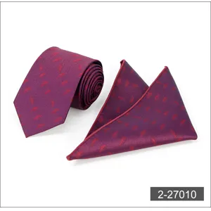 Burgundy tie and pocket square set, detailed view of elegant men's formal business wear accessory.