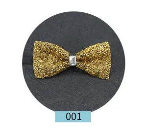 Farfalla da uomo in strass oro, elegante cravatta a farfalla scintillante per matrimonio.