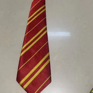 Red and yellow striped tie, classic academy style JK necktie for daily wear and cosplay.